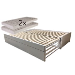 Set - Rozkládací postel z masivu s jednou zásuvkou Saturn + 2x matrace Bali