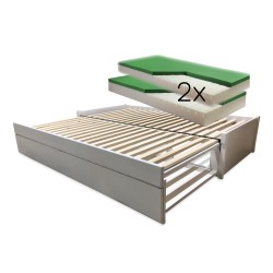 Set - Rozkládací postel z masivu s jednou zásuvkou Saturn + 2x matrace Dubai