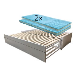 Set - Rozkládací postel z masivu s jednou zásuvkou Saturn + 2x matrace Sal