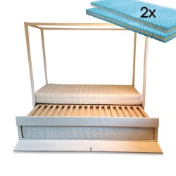 Set - Rozkládací postel z masivu s jednou zásuvkou Venuše + 2x matrace Sal