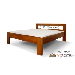 Postel z masivu Iris v kombinaci dřevo-kov, typ 34