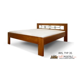 Postel z masivu Iris v kombinaci dřevo-kov, typ 35
