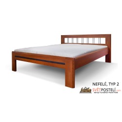 Postel z masivu Nefelé v kombinaci dřevo-kov, typ 2