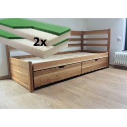 Luxusní set - Rozkládací postel z masivu Bellona + 2x Matrace Dubai