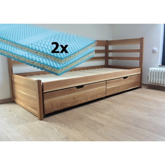 Set - Rozkládací postel z masivu Bellona + 2x Matrace Sal Set - Rozkládací postel z masivu Bellona + 2x Matrace Sal