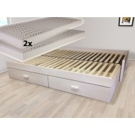 Set - Rozkládací postel z masivu Jupiter + 2x matrace Bali
