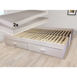 Set - Rozkládací postel z masivu Jupiter + 2x matrace Bali