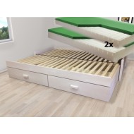 Luxusní set - Rozkládací postel z masivu Jupiter + 2x matrace Dubai