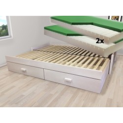 Luxusní set - Rozkládací postel z masivu Jupiter + 2x matrace Dubai