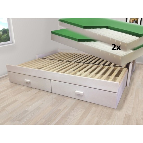 Luxusní set - Rozkládací postel z masivu Jupiter + 2x matrace Dubai Luxusní set - Rozkládací postel z masivu Jupiter + 2x matrace Dubai