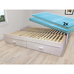 Set - Rozkládací postel z masivu Jupiter + 2x matrace Sal