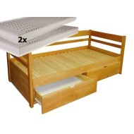 Set - Rozkládací postel z masivu Monika + 2x matrace Bali