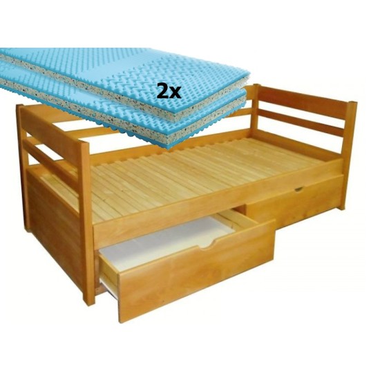 Set - Rozkládací postel z masivu Monika + 2x matrace Sal Set - Rozkládací postel z masivu Monika + 2x matrace Sal