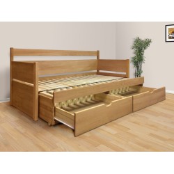 Luxusní set - Rozkládací postel z masivu Santiago + 2x matrace Dubai