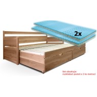 Set - Rozkládací postel z masivu Santiago + 2x matrace Sal 