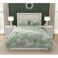 Francouzské bavlněné povlečení DELUX 240x200, 70x90cm MAGNÓLIE zelená