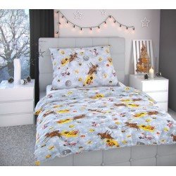 Vánoční povlečení 140x220, 70x90cm SNĚHULÁCI šedí