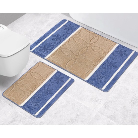 Koupelnová a WC předložka ornament modrobéžový Koupelnová a WC předložka ornament modrobéžový