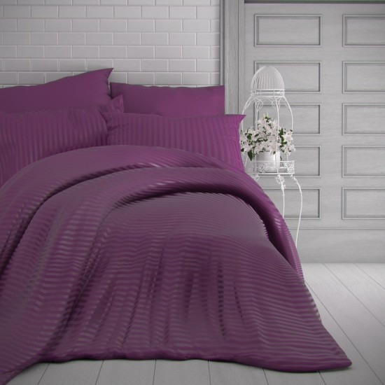 Saténové prodloužené povlečení s proužkem 140x220, 70x90cm PURPUROVÉ Saténové prodloužené povlečení s proužkem 140x220, 70x90cm PURPUROVÉ