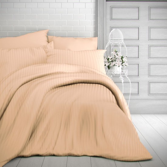 Hotelové povlečení atlas grádl 22mm proužek 140x200, 70x90cm meruňkové Hotelové povlečení atlas grádl 22mm proužek 140x200, 70x90cm meruňkové