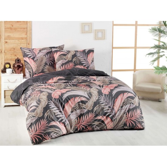 Francouzské prodloužené bavlněné povlečení DELUX 240x220, 70x90cm PALMA šedá Francouzské prodloužené bavlněné povlečení DELUX 240x220, 70x90cm PALMA šedá
