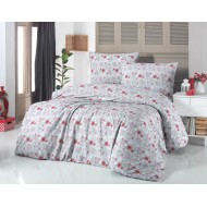 Vánoční povlečení 200x200, 70x90cm VLOČKY červenošedé