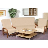 Přehoz jednobarevný na sedací soupravu 3+1+1 tmavě béžová / světle béžová