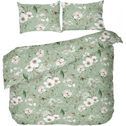 Francouzské bavlněné povlečení DELUX 200x200, 70x90cm MAGNÓLIE zelená
