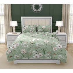Francouzské bavlněné povlečení DELUX 200x200, 70x90cm MAGNÓLIE zelená