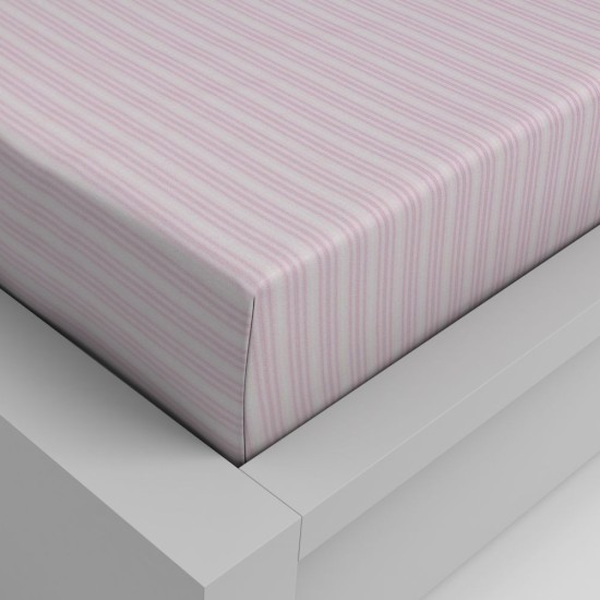Bavlněné napínací prostěradlo 90x200cm růžový proužek Bavlněné napínací prostěradlo 90x200cm růžový proužek