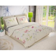 Francouzské bavlněné povlečení DELUX 220x200, 70x90cm BOTANICA smetanová