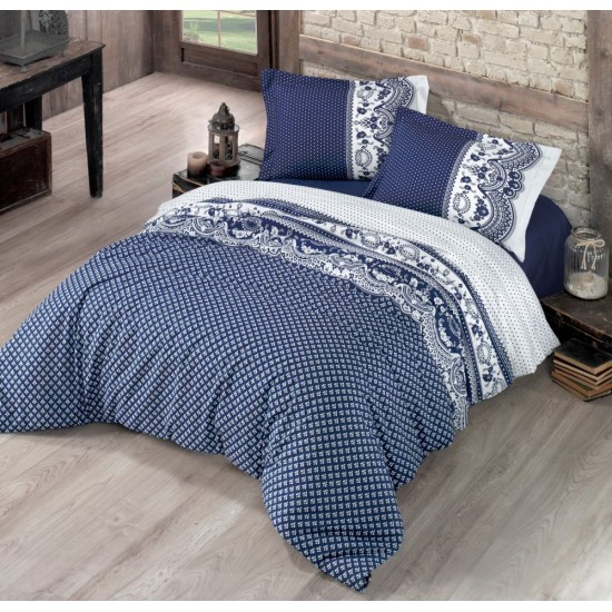 Francouzské bavlněné povlečení STANDARD CANZONE modré 240x220, 70x90cm Francouzské bavlněné povlečení STANDARD CANZONE modré 240x220, 70x90cm