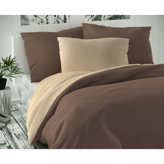Saténové francouzské povlečení LUXURY COLLECTION 1+2, 240x200, 70x90cm tmavě hnědé / béžové Saténové francouzské povlečení LUXURY COLLECTION 1+2, 240x200, 70x90cm tmavě hnědé / béžové