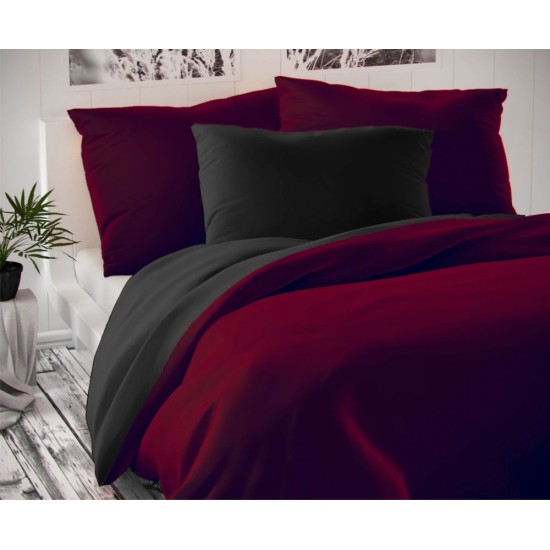 Saténové francouzské prodloužené povlečení LUXURY COLLECTION 1+2, 240x220, 70x90cm vínové / černé Saténové francouzské prodloužené povlečení LUXURY COLLECTION 1+2, 240x220, 70x90cm vínové / černé