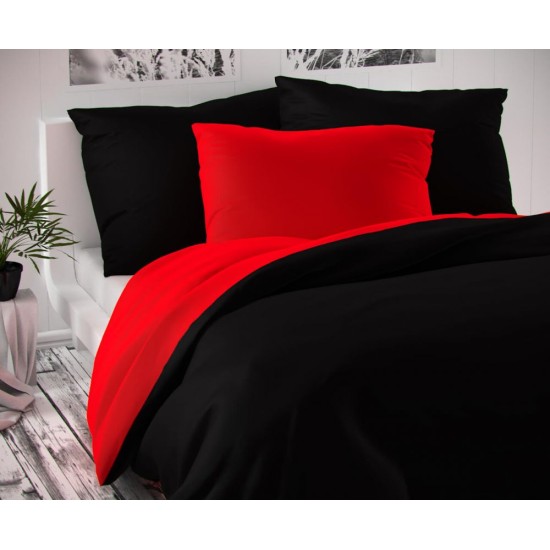Saténové prodloužené povlečení LUXURY COLLECTION 140x220, 70x90cm červené / černé Saténové prodloužené povlečení LUXURY COLLECTION 140x220, 70x90cm červené / černé
