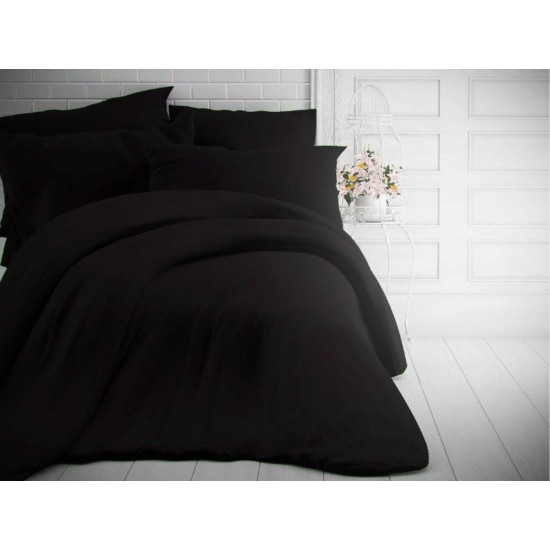 Francouzské prodloužené jednobarevné bavlněné povlečení 240x220, 70x90cm černé Francouzské prodloužené jednobarevné bavlněné povlečení 240x220, 70x90cm černé