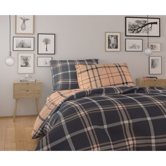 Francouzské prodloužené bavlněné povlečení NORDIC COLLECTION 240x220, 70x90cm KÁRO tmavě hnědé Francouzské prodloužené bavlněné povlečení NORDIC COLLECTION 240x220, 70x90cm KÁRO tmavě hnědé