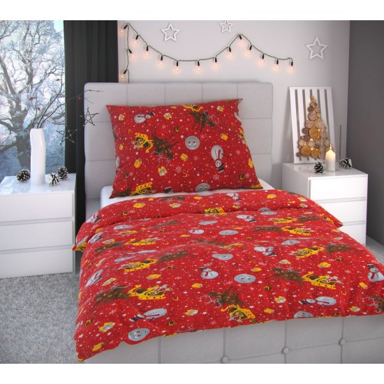 Vánoční povlečení 140x200, 70x90cm SNĚHULÁCI červení Vánoční povlečení 140x200, 70x90cm SNĚHULÁCI červení