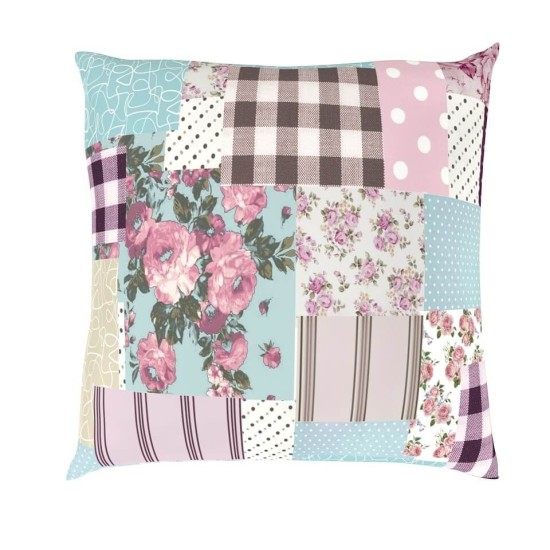 Povlak na polštář krep PATCHWORK růžový Povlak na polštář krep PATCHWORK růžový