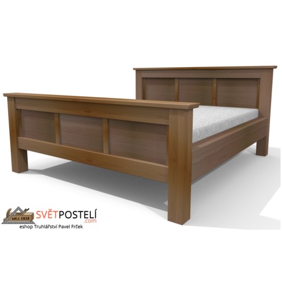 Postel z masivu Nefertity s vysokou bočnicí Postel z masivu Nefertity s vysokou bočnicí