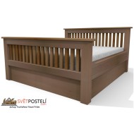 Postel z masivu Usir s úložným prostorem a vysokou bočnicí